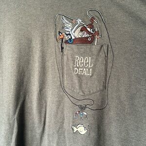 Vintage Warner Bros Looney Tunes Reel Deal! X-Large Embroidered Pocket Tee